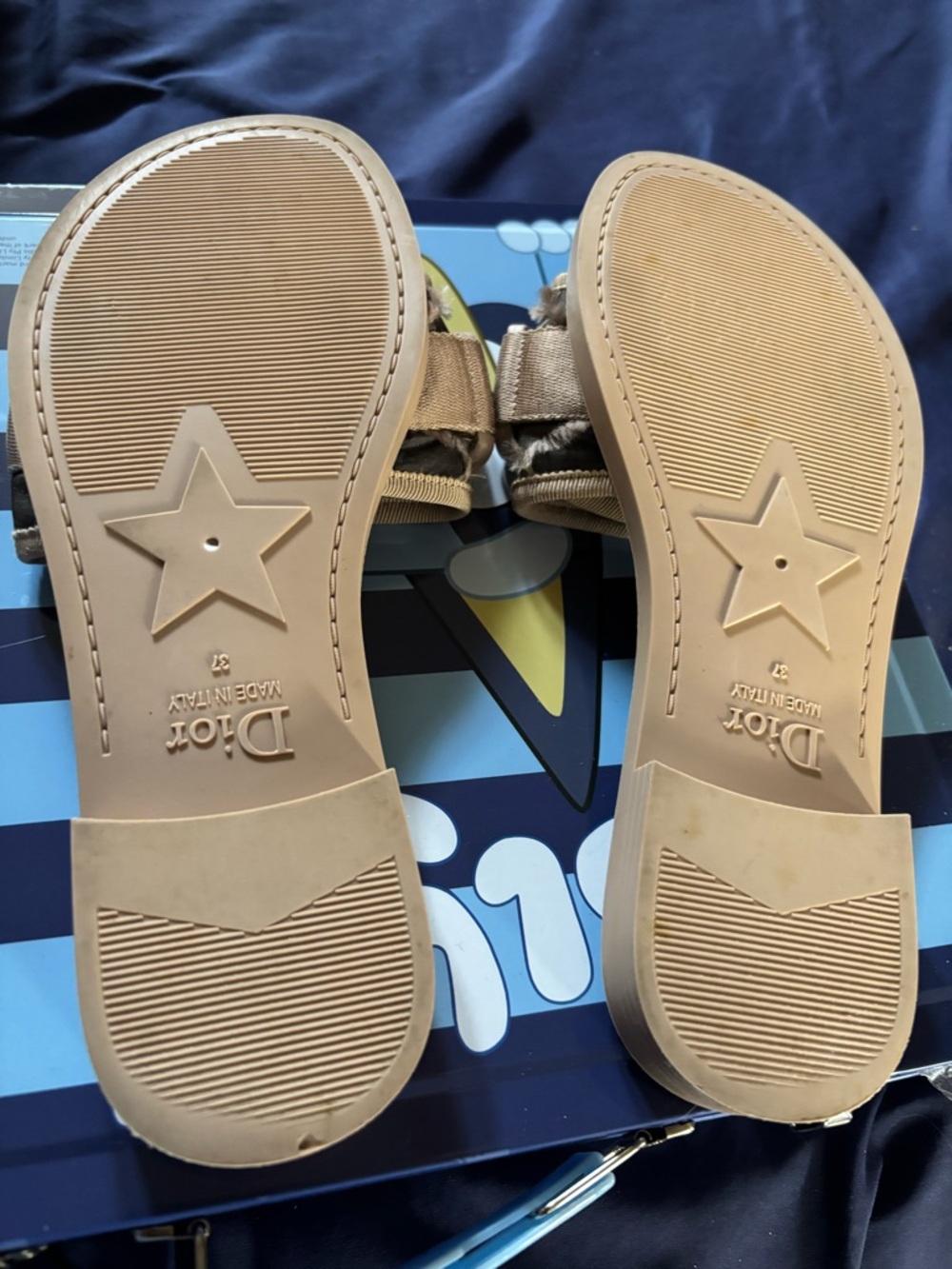 Dior Beige Logo Slide Sandals - Picture 7 of 8